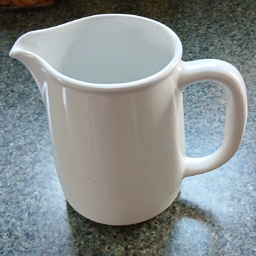 Vintage Elegant White Porcelain or Pottery Pitcher